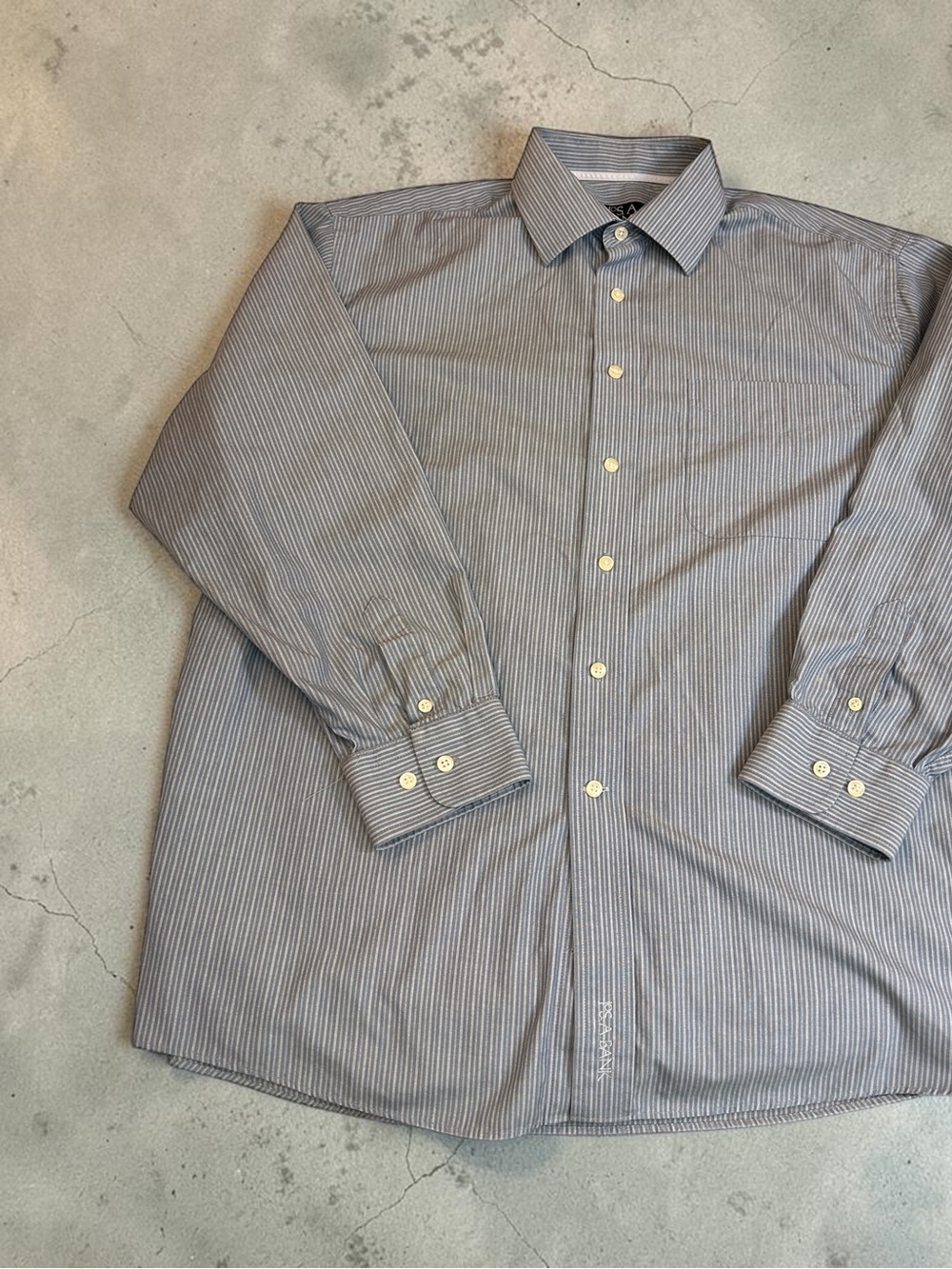 Jos. A. Bank Gray and White Pinstripe Dress Shirt